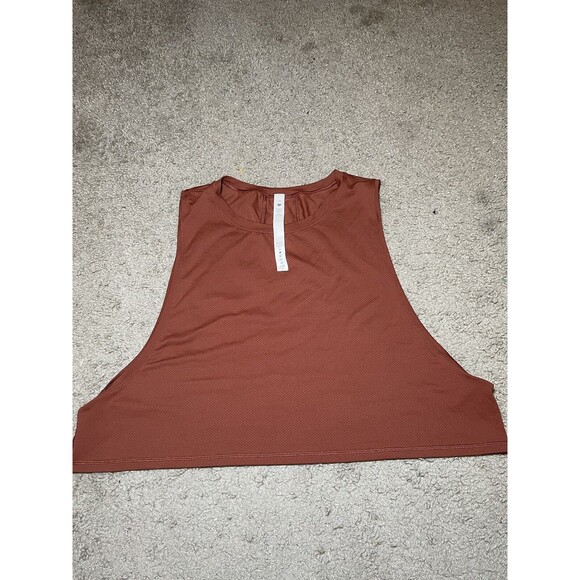 Lululemon Muscle Love Crop Tank Size 10 Orange Red Classic Sports Logo - Picture 2 of 5